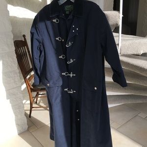Oversized Navy Trench Coat with Silver Closures